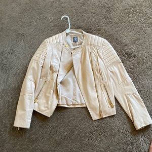 Vince Camuto Cream Leather Jacket